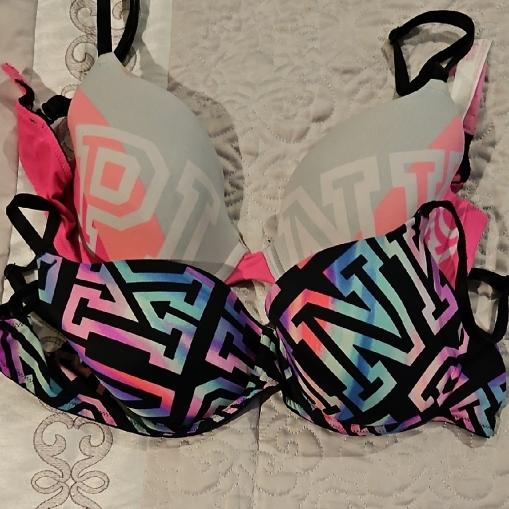 PINK Victoria's Secret Pink and Black Bra Intimates Collection